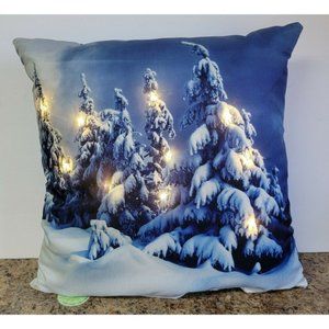 National Tree Company 17" Winter Scene Pillow with LED Lights